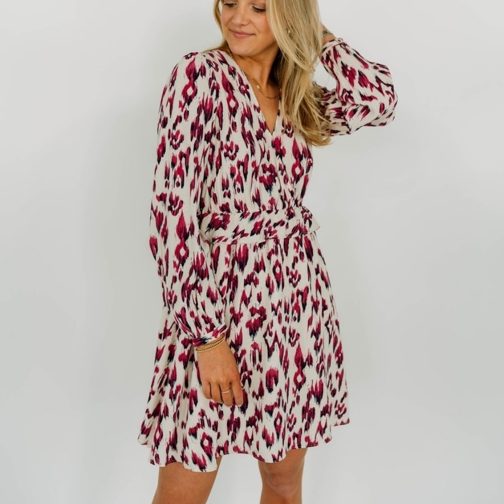 Scotch & Soda NWT Women's Size 38 In Bloom Long Sleeve Midi Dress Cherry Ikat 8